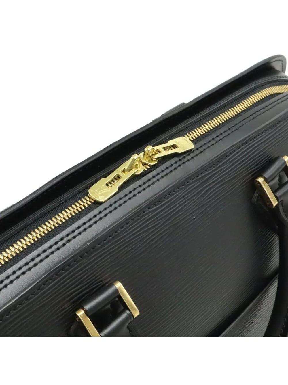 Louis Vuitton Epi Sorbonne Document Purse Business Handbag Noir Black Gold